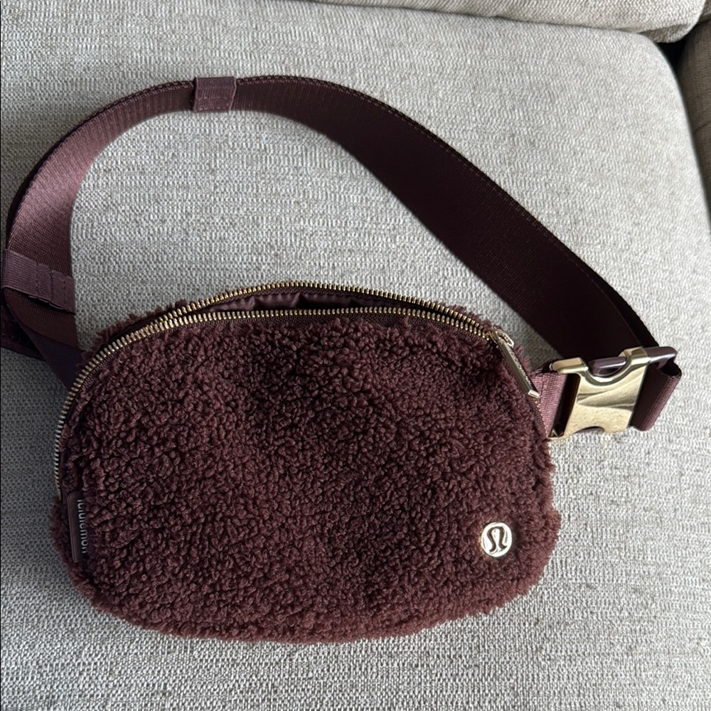 Lululemon Athletica Brown Crossbody Bag with Cozy Sherpa Texture